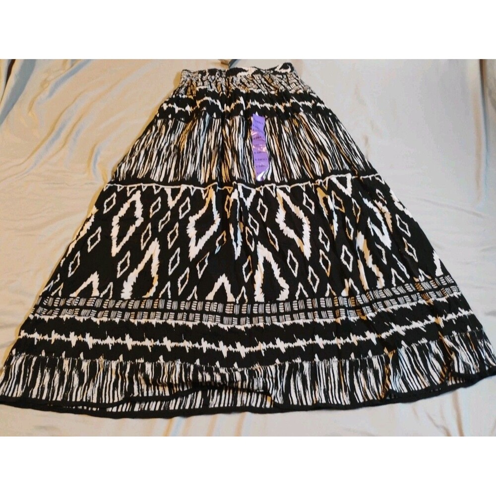 Chaudry KC Womens Xsmall Skirt Black White Boho Hippie